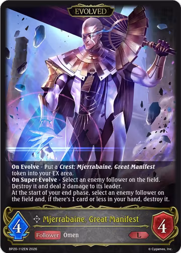 Mjerrabaine, Great Manifest (Evolved) (BP20-112EN), Omens and Heirs — Shadowverse card price
