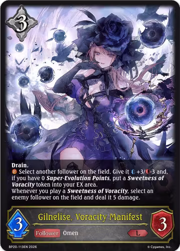 Gilnelise, Voracity Manifest (BP20-113EN), Omens and Heirs — Shadowverse card price