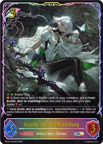 Krulle, Heir to Unkilling (SL) (BP20-SL02EN), Omens and Heirs — Shadowverse card price