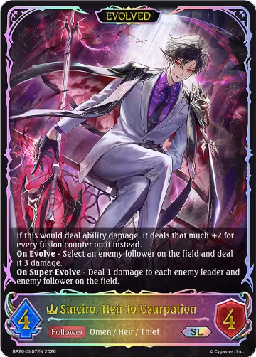 Sinciro, Heir to Usurpation (Evolved) (SL) (BP20-SL07EN), Omens and Heirs — Shadowverse card price