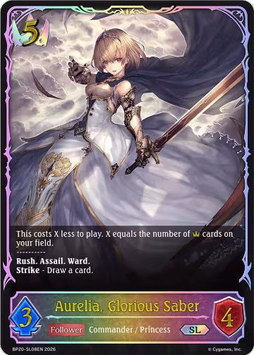 Aurelia, Glorious Saber (SL) (BP20-SL08EN), Omens and Heirs — Shadowverse card price