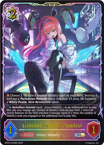 Lishenna, Melody Manifest (SL) (BP20-SL09EN), Omens and Heirs — Shadowverse card price