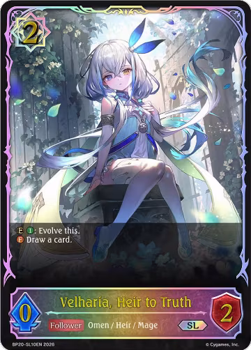 Velharia, Heir to Truth (SL) (BP20-SL10EN), Omens and Heirs — Shadowverse card price