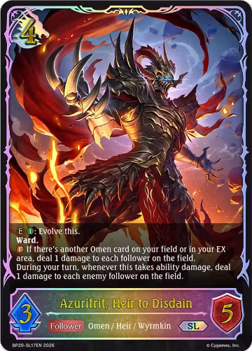 Azurifrit, Heir to Disdain (SL) (BP20-SL17EN), Omens and Heirs — Shadowverse card price