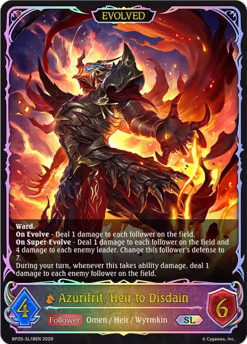 Azurifrit, Heir to Disdain (Evolved) (SL) (BP20-SL18EN), Omens and Heirs — Shadowverse card price