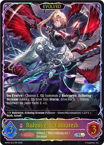 Rulenye & Valnareik (Evolved) (SL) (BP20-SL21EN), Omens and Heirs — Shadowverse card price