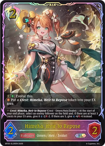 Himeka, Heir to Repose (SL) (BP20-SL26EN), Omens and Heirs — Shadowverse card price