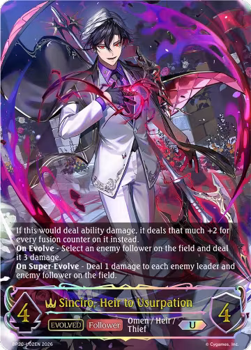 Sinciro, Heir to Usurpation (Evolved) (U) (BP20-U02EN), Omens and Heirs — Shadowverse card price