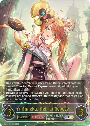 Himeka, Heir to Repose (Evolved) (U) (BP20-U07EN), Omens and Heirs — Shadowverse card price