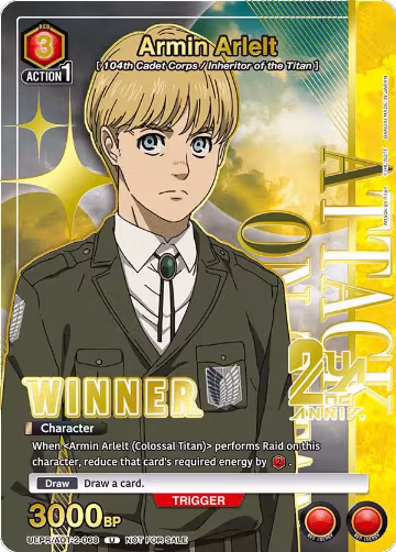 Armin Arlelt (068) (Winner) (UEPR/AOT-2-068), Union Arena Promotion Cards — Union Arena card price