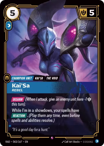 Kai'Sa, Rebel (063/167), Radiance — Riftbound card price