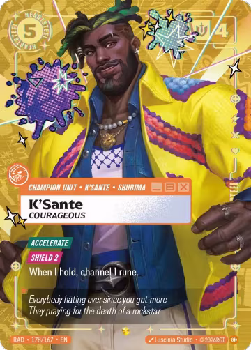 K'Sante, Courageous (Overnumbered) (178/167), Radiance — Riftbound card price