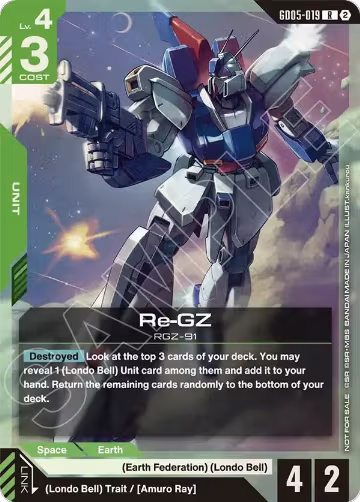 Re-GZ (Store Tournament Participation Pack 06) (GD05-019), Gundam Promotional Cards — Gundam card price