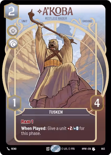 A'Koba - Restless Raider (Prestige) (803), Homeworlds — Star Wars card price