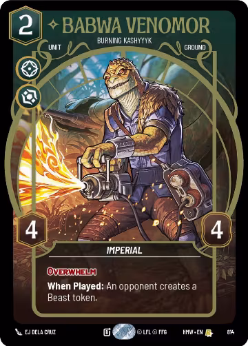 Babwa Venomor - Burning Kashyyyk (Prestige) (814), Homeworlds — Star Wars card price