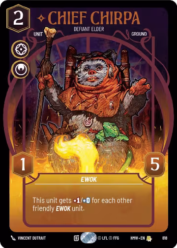 Chief Chirpa - Defiant Elder (Prestige) (818), Homeworlds — Star Wars card price