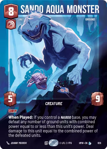 Sando Aqua Monster (Prestige) (826), Homeworlds — Star Wars card price