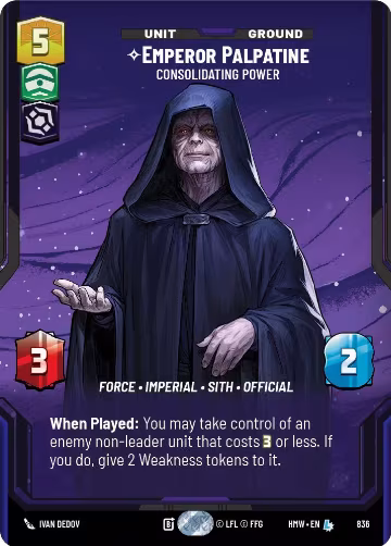 Emperor Palpatine - Consolidating Power (Prestige) (836), Homeworlds — Star Wars card price