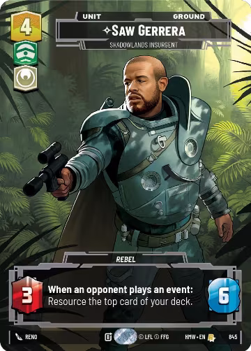 Saw Gerrera - Shadowlands Insurgent (Prestige) (845), Homeworlds — Star Wars card price