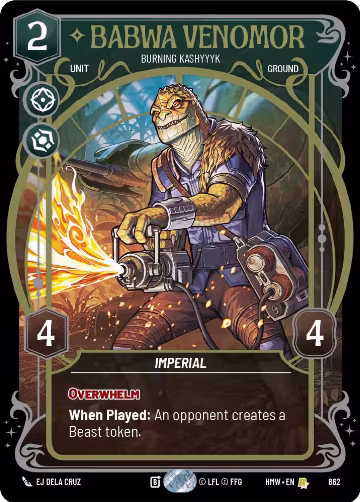 Babwa Venomor - Burning Kashyyyk (Prestige Foil) (862), Homeworlds — Star Wars card price