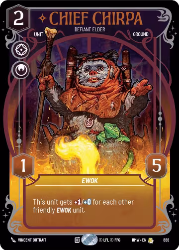Chief Chirpa - Defiant Elder (Prestige Foil) (866), Homeworlds — Star Wars card price