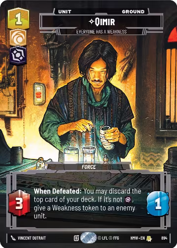 Qimir - Everyone Has a Weakness (Prestige Foil) (894), Homeworlds — Star Wars card price