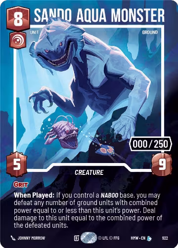 Sando Aqua Monster (Serialized) (922), Homeworlds — Star Wars card price