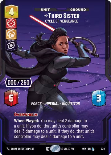 Third Sister - Cycle of Vengeance (Serialized) (930), Homeworlds — Star Wars card price