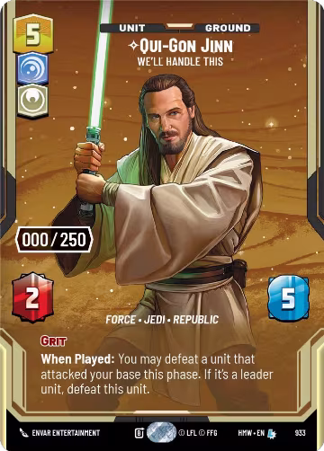 Qui-Gon Jinn - We'll Handle This (Serialized) (933), Homeworlds — Star Wars card price
