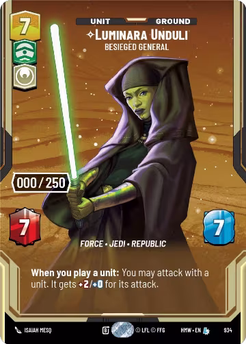 Luminara Unduli - Besieged General (Serialized) (934), Homeworlds — Star Wars card price