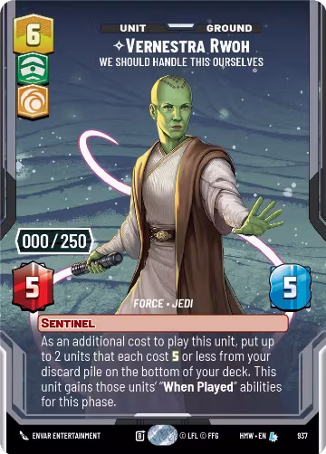 Vernestra Rwoh - We Should Handle This Ourselves (Serialized) (937), Homeworlds — Star Wars card price