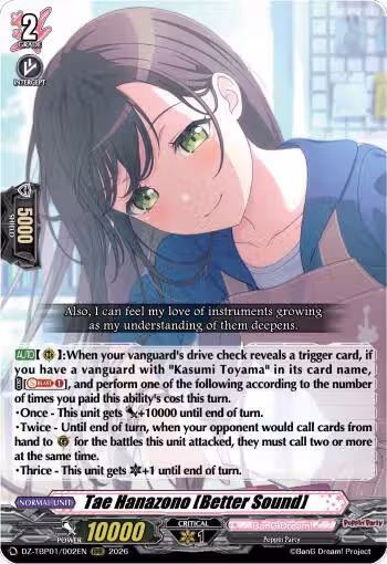 Tae Hanazono [Better Sound] (DZ-TBP01/002EN), DZ-TBP01: BanG Dream! Girls Band Party! — Vanguard card price