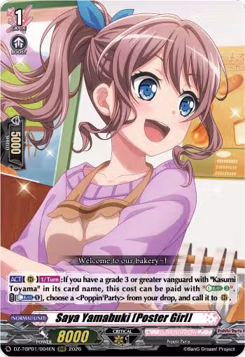 Saya Yamabuki [Poster Girl] (DZ-TBP01/004EN), DZ-TBP01: BanG Dream! Girls Band Party! — Vanguard card price