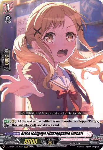 Arisa Ichigaya [Unstoppable Force!] (DZ-TBP01/005EN), DZ-TBP01: BanG Dream! Girls Band Party! — Vanguard card price