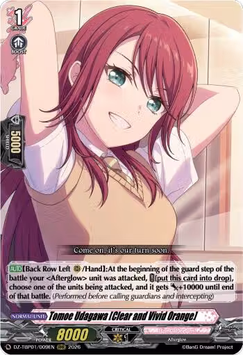 Tomoe Udagawa [Clear and Vivid Orange] (DZ-TBP01/009EN), DZ-TBP01: BanG Dream! Girls Band Party! — Vanguard card price