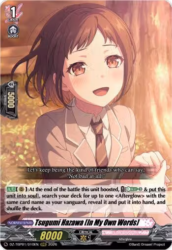 Tsugumi Hazawa [In My Own Words] (DZ-TBP01/010EN), DZ-TBP01: BanG Dream! Girls Band Party! — Vanguard card price