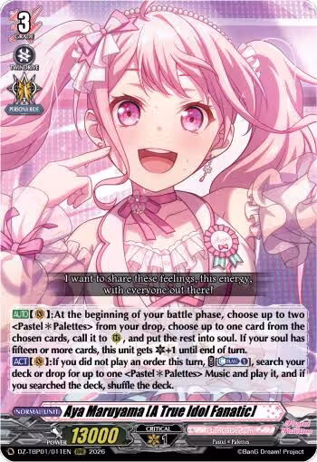 Aya Maruyama [A True Idol Fanatic] (DZ-TBP01/011EN), DZ-TBP01: BanG Dream! Girls Band Party! — Vanguard card price