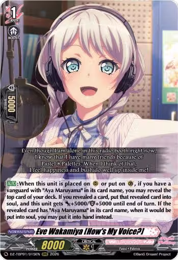 Eve Wakamiya [How's My Voice?] (DZ-TBP01/015EN), DZ-TBP01: BanG Dream! Girls Band Party! — Vanguard card price