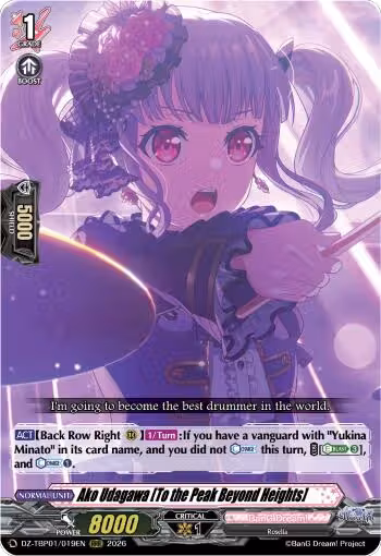 Ako Udagawa [To the Peak Beyond Heights] (DZ-TBP01/019EN), DZ-TBP01: BanG Dream! Girls Band Party! — Vanguard card price