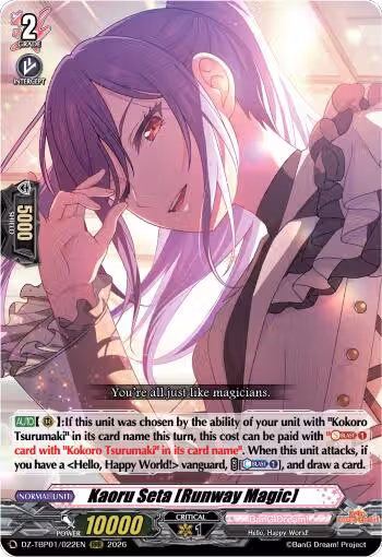 Kaoru Seta [Runway Magic] (DZ-TBP01/022EN), DZ-TBP01: BanG Dream! Girls Band Party! — Vanguard card price