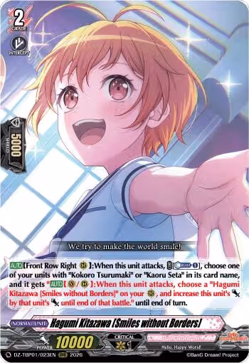 Hagumi Kitazawa [Smiles without Borders] (DZ-TBP01/023EN), DZ-TBP01: BanG Dream! Girls Band Party! — Vanguard card price
