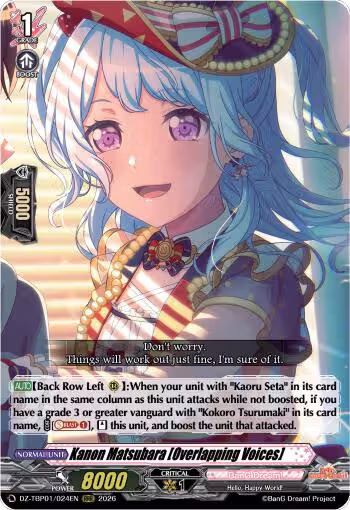Kanon Matsubara [Overlapping Voices] (DZ-TBP01/024EN), DZ-TBP01: BanG Dream! Girls Band Party! — Vanguard card price