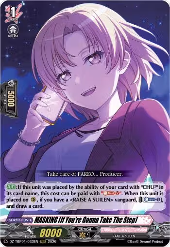 MASKING [If You're Gonna Take The Step] (DZ-TBP01/033EN), DZ-TBP01: BanG Dream! Girls Band Party! — Vanguard card price