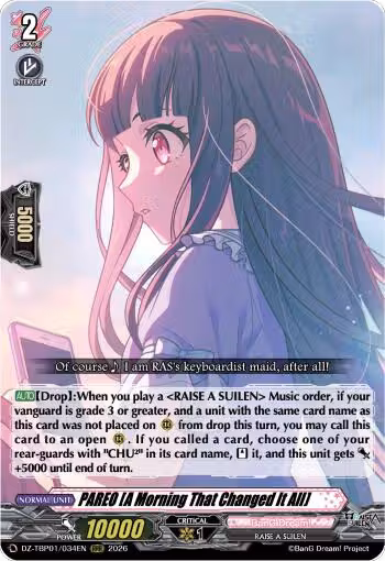 PAREO [A Morning That Changed It All] (DZ-TBP01/034EN), DZ-TBP01: BanG Dream! Girls Band Party! — Vanguard card price