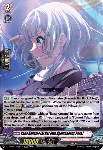 Rana Kaname [At Her Own Spontaneous Pace] (DZ-TBP01/038EN), DZ-TBP01: BanG Dream! Girls Band Party! — Vanguard card price