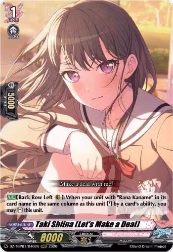 Taki Shiina [Let's Make a Deal] (DZ-TBP01/040EN), DZ-TBP01: BanG Dream! Girls Band Party! — Vanguard card price