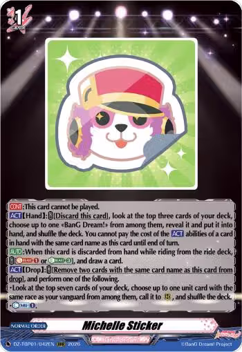 Michelle Sticker (DZ-TBP01/042EN), DZ-TBP01: BanG Dream! Girls Band Party! — Vanguard card price