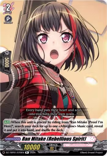 Ran Mitake [Rebellious Spirit] (DZ-TBP01/070EN), DZ-TBP01: BanG Dream! Girls Band Party! — Vanguard card price