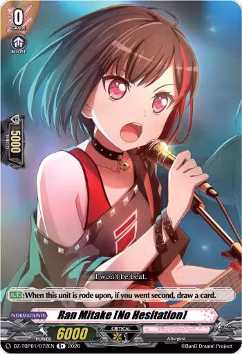 Ran Mitake [No Hesitation] (DZ-TBP01/072EN), DZ-TBP01: BanG Dream! Girls Band Party! — Vanguard card price