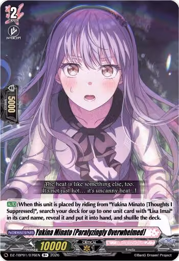Yukina Minato [Paralyzingly Overwhelmed] (DZ-TBP01/076EN), DZ-TBP01: BanG Dream! Girls Band Party! — Vanguard card price
